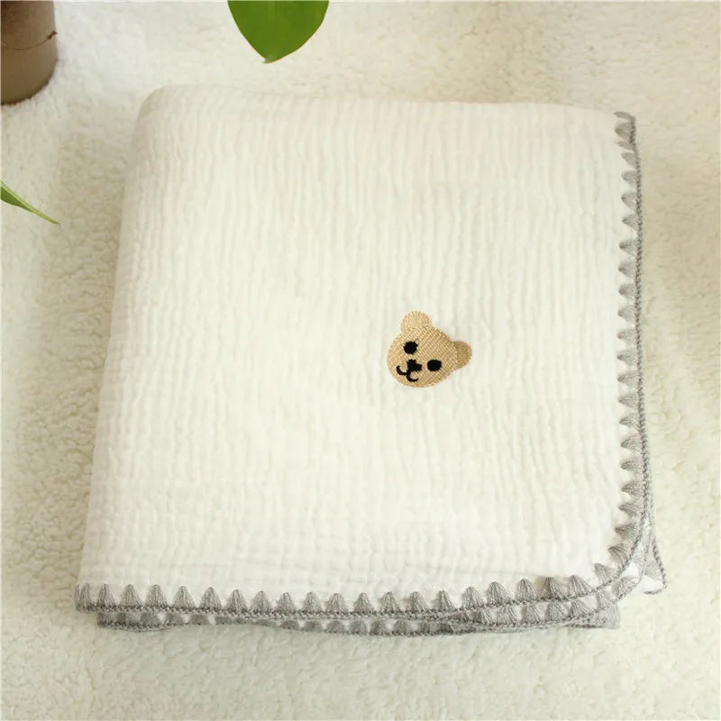 4-Layer 100% Cotton Muslin Baby Blanket – Multi-Use Swaddle, Towel & Cover (100×100 cm, Unisex, All Seasons)