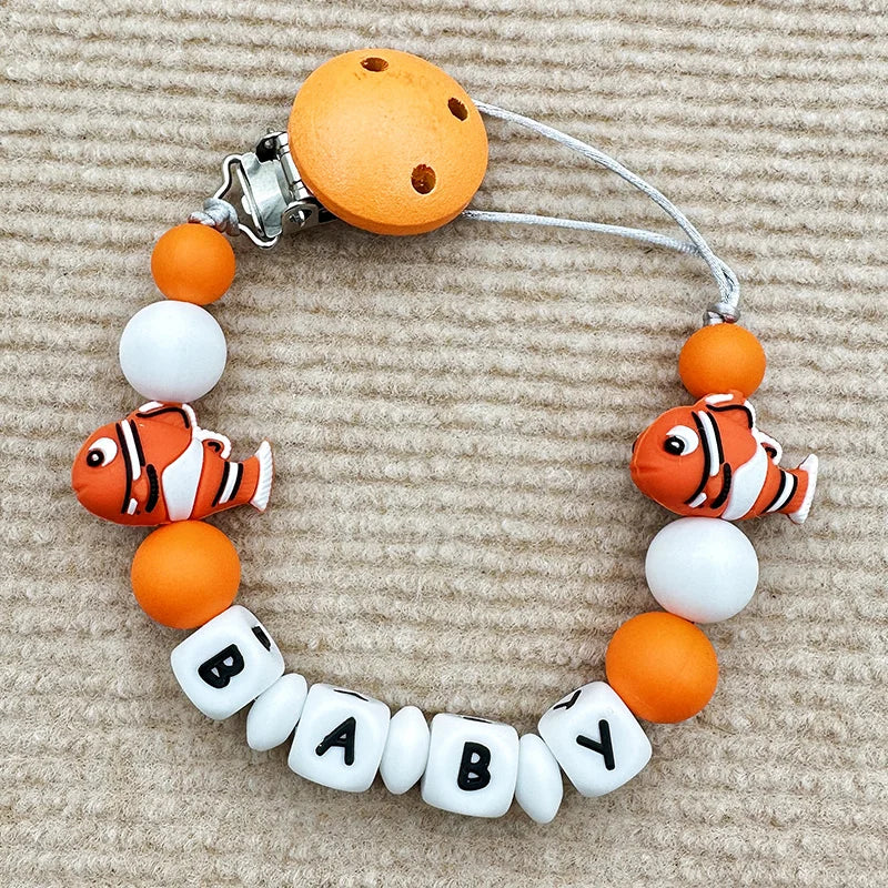 MINISO Personalized Silicone Pacifier Chain – Custom Baby Name, BPA-Free, Safe & Soft (4+ Months)