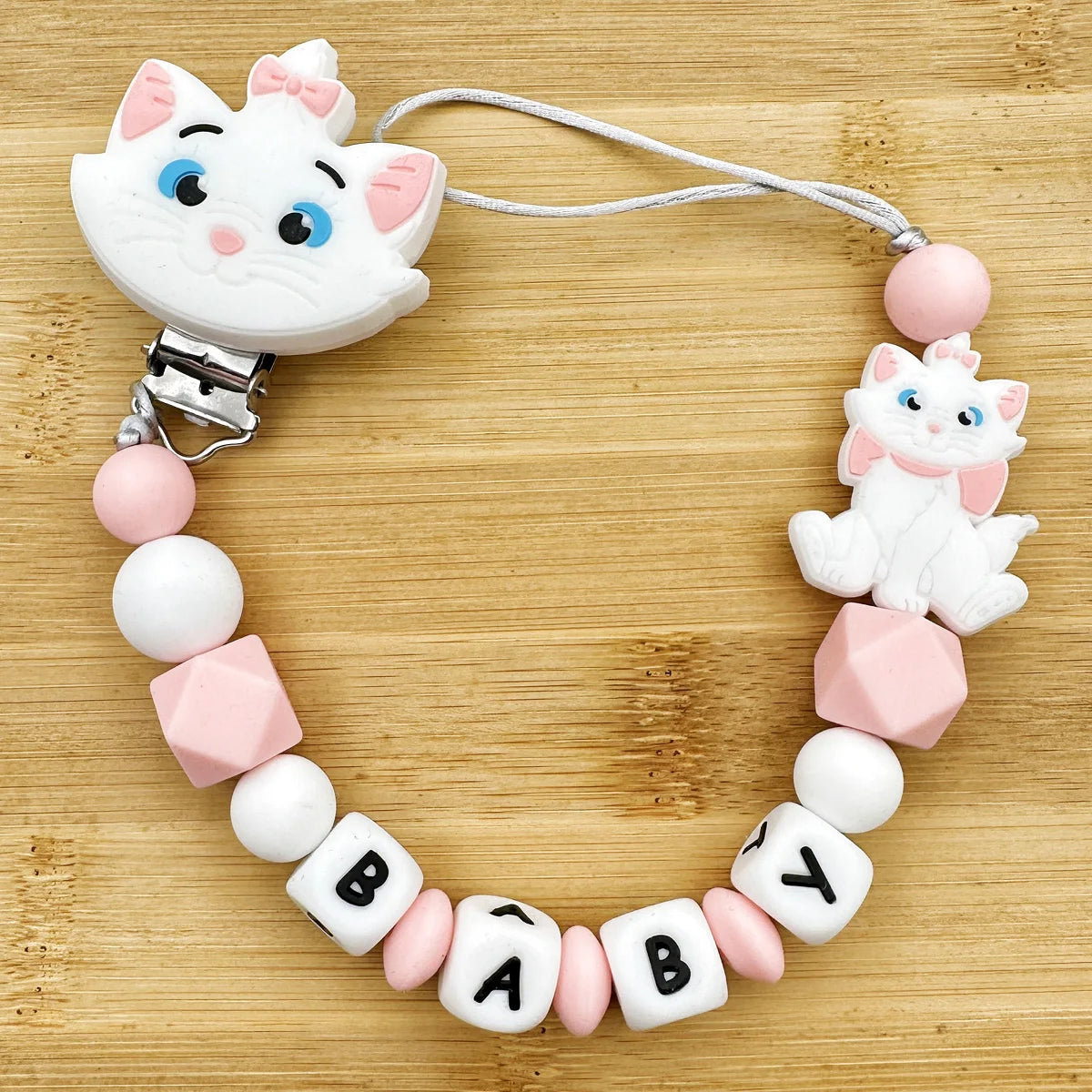 MINISO Personalized Silicone Pacifier Chain – Custom Baby Name, BPA-Free, Safe & Soft (4+ Months)