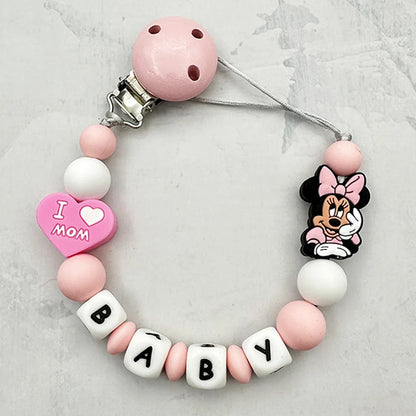 MINISO Personalized Silicone Pacifier Chain – Custom Baby Name, BPA-Free, Safe & Soft (4+ Months)