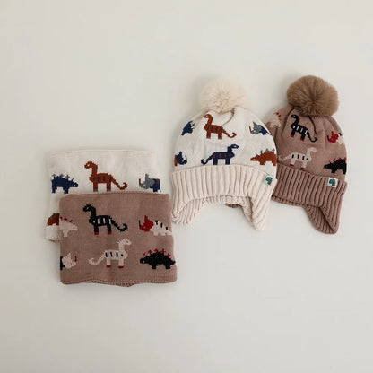 Kids Winter Lei Feng Hat – Warm Cotton Knit Ear-Protection Hat with Animal Prints (4–6 Years, Unisex)