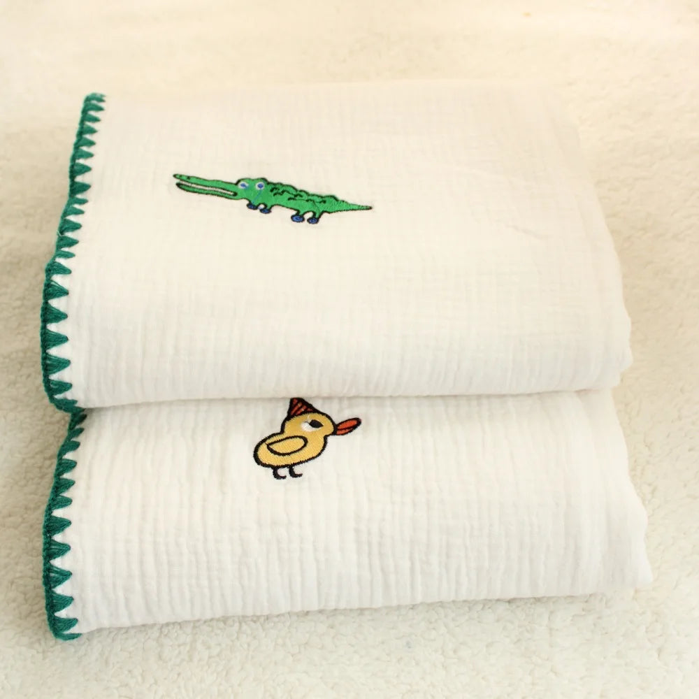 4-Layer 100% Cotton Muslin Baby Blanket – Multi-Use Swaddle, Towel & Cover (100×100 cm, Unisex, All Seasons)