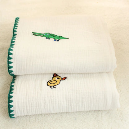 4-Layer 100% Cotton Muslin Baby Blanket – Multi-Use Swaddle, Towel & Cover (100×100 cm, Unisex, All Seasons)