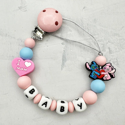 MINISO Personalized Silicone Pacifier Chain – Custom Baby Name, BPA-Free, Safe & Soft (4+ Months)