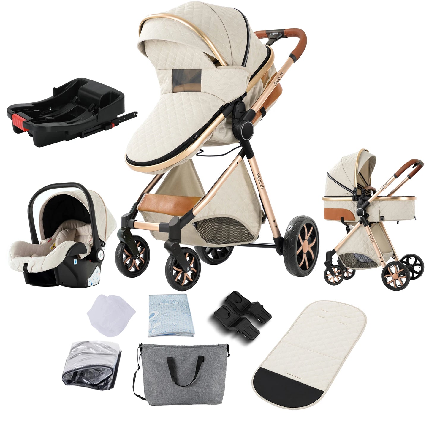 Lightweight Baby Stroller 3 in 1 Multifunctional High Landscape Baby Stroller