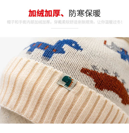 Kids Winter Lei Feng Hat – Warm Cotton Knit Ear-Protection Hat with Animal Prints (4–6 Years, Unisex)
