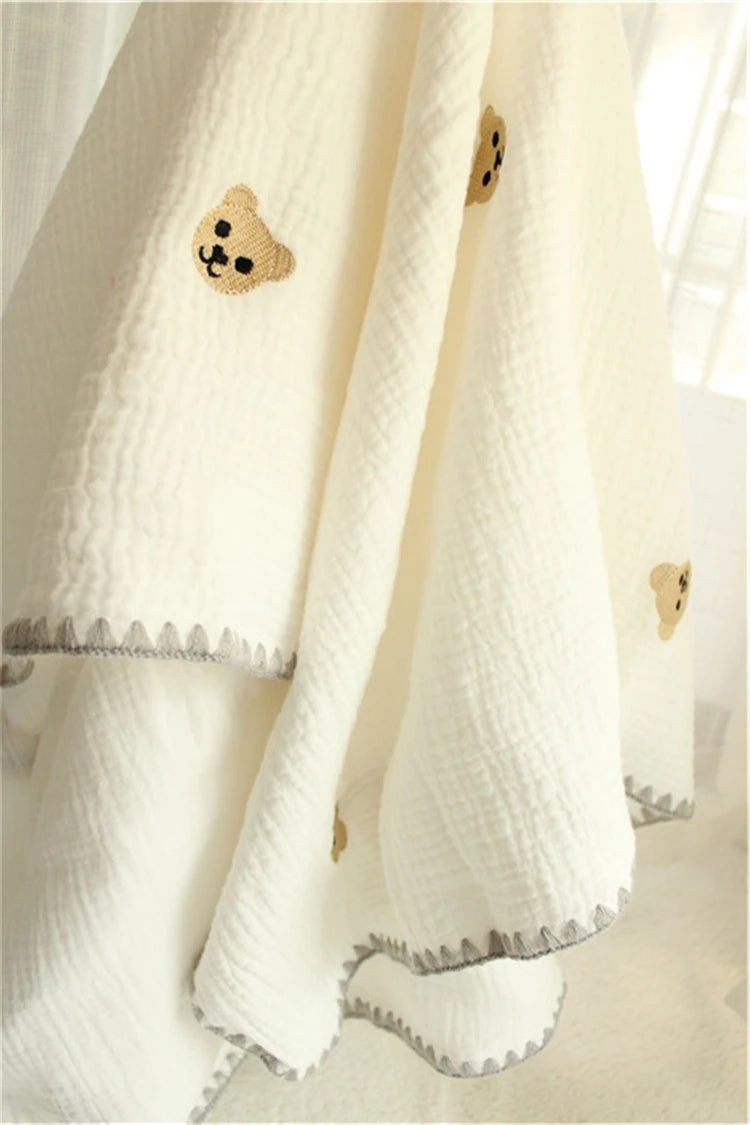 4-Layer 100% Cotton Muslin Baby Blanket – Multi-Use Swaddle, Towel & Cover (100×100 cm, Unisex, All Seasons)