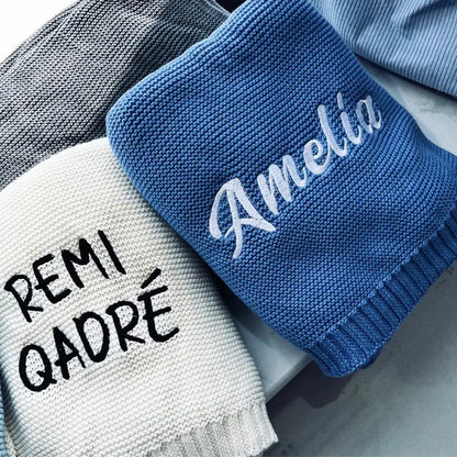 Personalized Embroidered Baby Blanket – 100% Cotton Winter Thread Blanket (Custom Name Option)