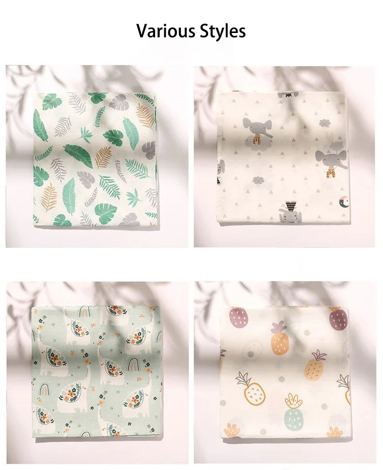 Muslin Cotton & Bamboo Double-Gauze Baby Blanket – 125×125 cm, Soft, Breathable & Cartoon Print