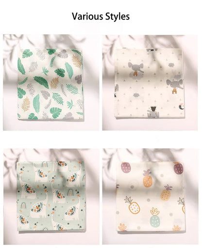 Muslin Cotton & Bamboo Double-Gauze Baby Blanket – 125×125 cm, Soft, Breathable & Cartoon Print