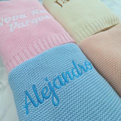 Personalized Embroidered Baby Blanket – 100% Cotton Winter Thread Blanket (Custom Name Option)