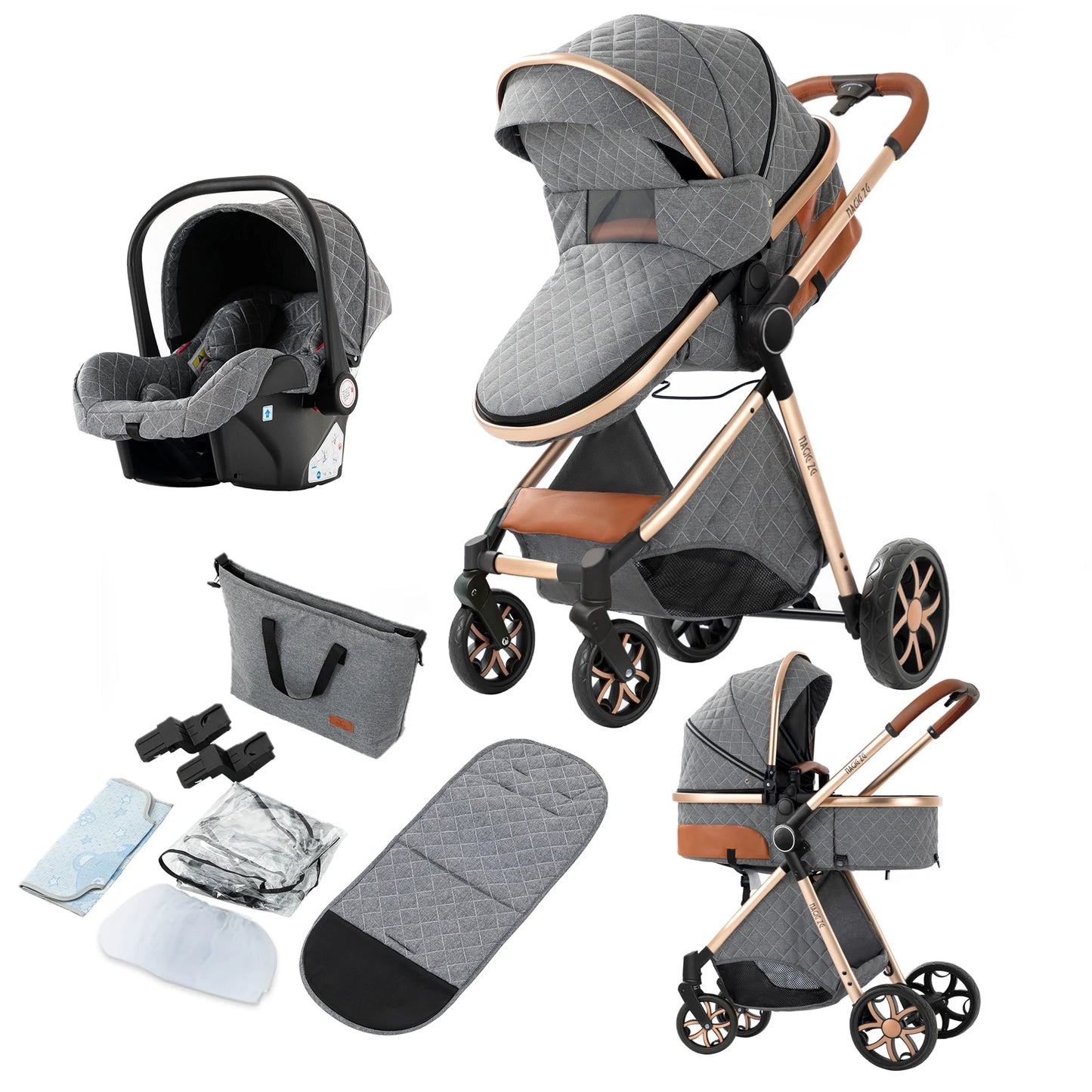 Lightweight Baby Stroller 3 in 1 Multifunctional High Landscape Baby Stroller