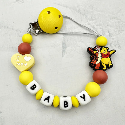 MINISO Personalized Silicone Pacifier Chain – Custom Baby Name, BPA-Free, Safe & Soft (4+ Months)