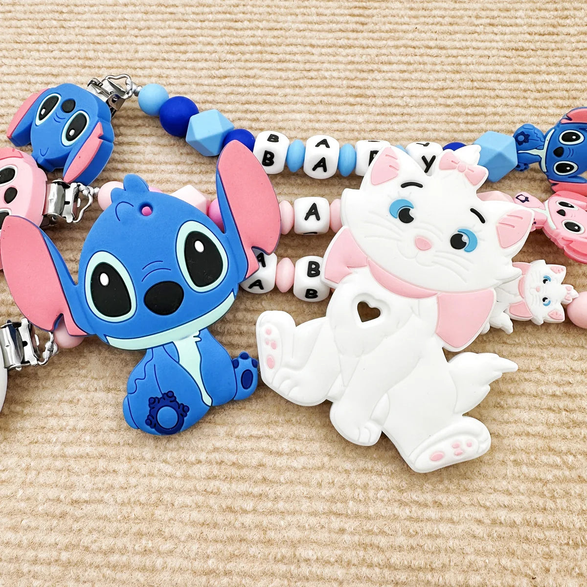 MINISO Personalized Silicone Pacifier Chain – Custom Baby Name, BPA-Free, Safe & Soft (4+ Months)