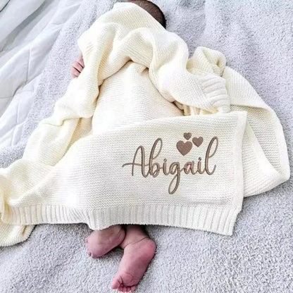 Personalized Embroidered Baby Blanket – 100% Cotton Winter Thread Blanket (Custom Name Option)