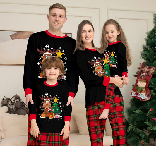 Family Matching Christmas Pajamas Set – Mommy, Daddy, Girl & Boy Holiday Sleepwear (Unisex, Knit, Polyester)