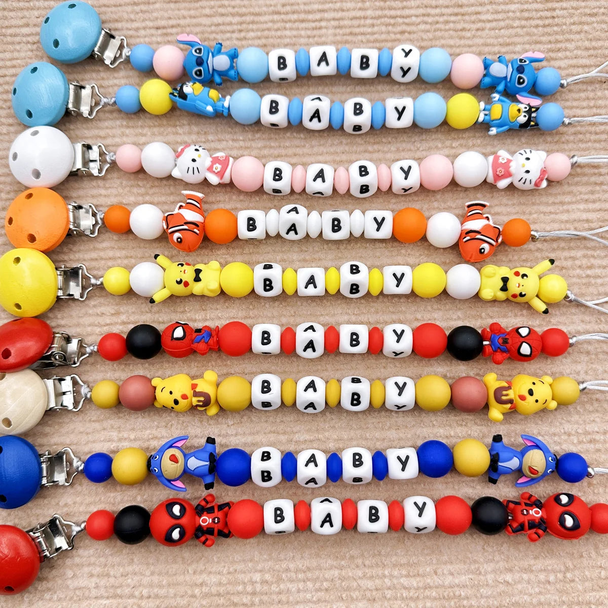 MINISO Personalized Silicone Pacifier Chain – Custom Baby Name, BPA-Free, Safe & Soft (4+ Months)