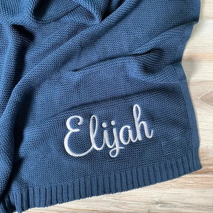 Personalized Embroidered Baby Blanket – 100% Cotton Winter Thread Blanket (Custom Name Option)