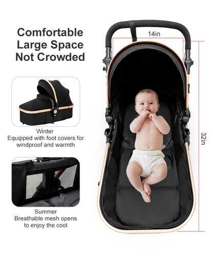 LuxyBaby™ Imperial 3-in-1 Travel System — The Complete Luxury Stroller Experience