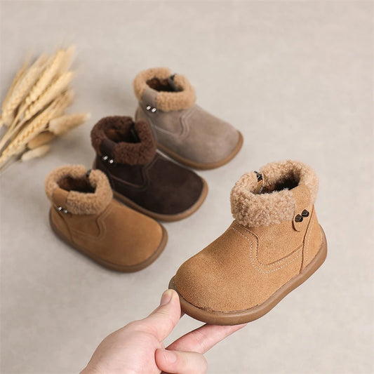 Toddler Winter Snow Boots – Anti-Slip, Plush Lined, Leather Upper (1–3 Years, Unisex)