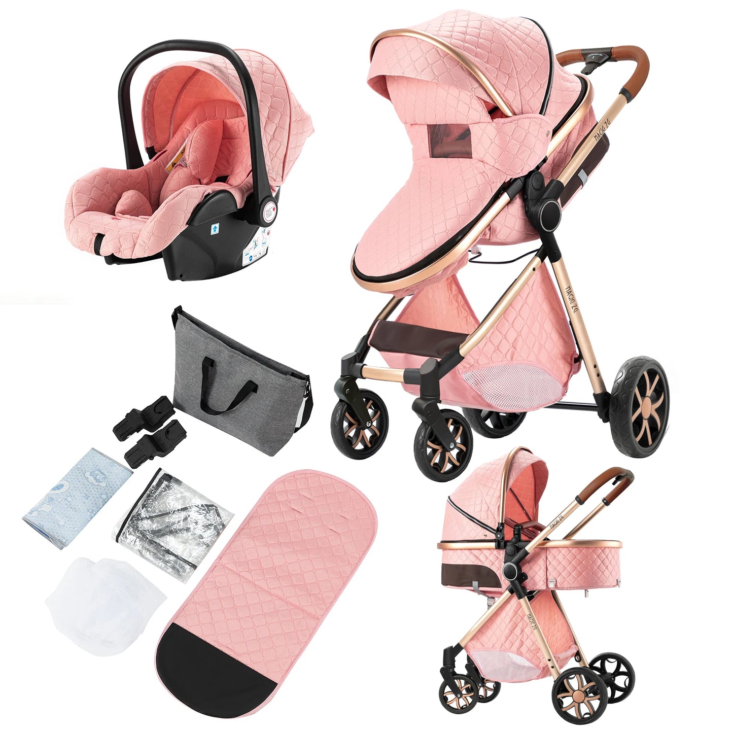 Lightweight Baby Stroller 3 in 1 Multifunctional High Landscape Baby Stroller