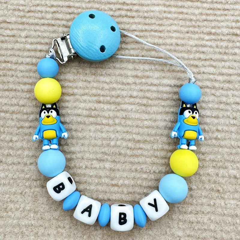 MINISO Personalized Silicone Pacifier Chain – Custom Baby Name, BPA-Free, Safe & Soft (4+ Months)