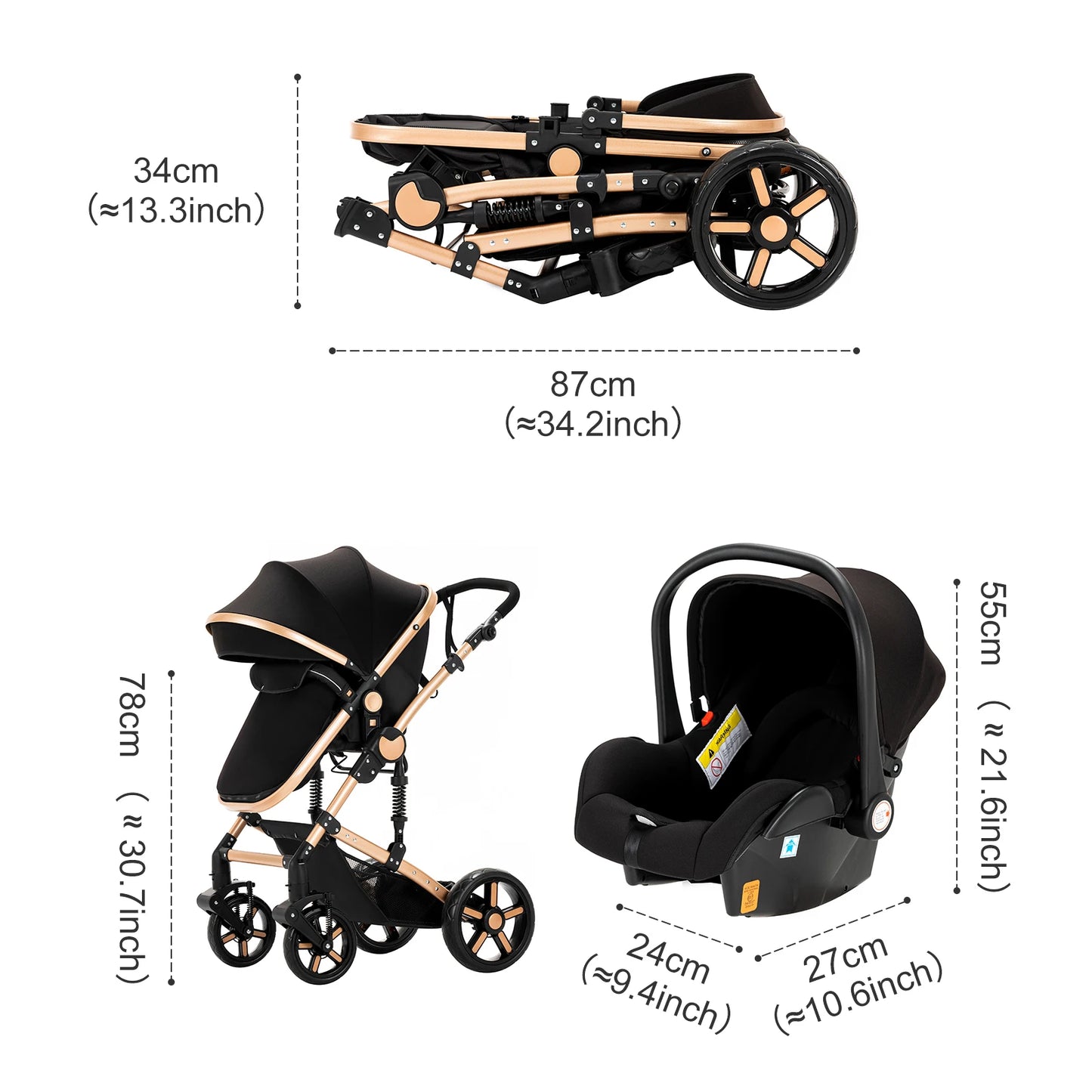 LuxyBaby™ Imperial 3-in-1 Travel System — The Complete Luxury Stroller Experience
