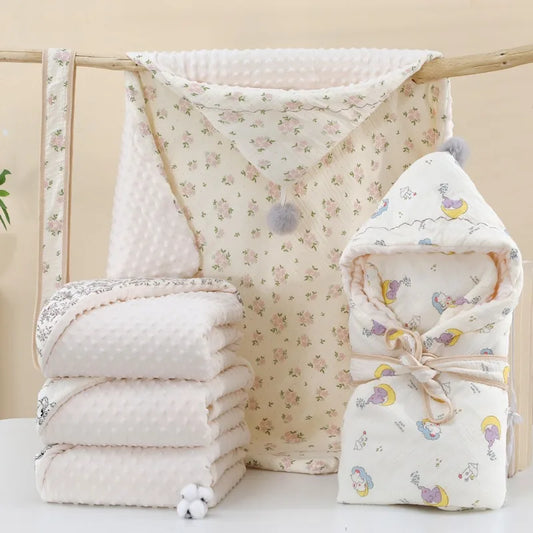 Soft Cotton Baby Girl Blanket – Solid Color Newborn Bedding for Spring & Autumn (0–1Y)