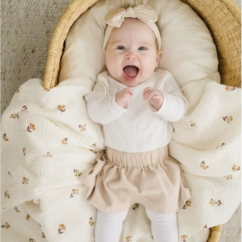 Soft Cotton Baby Swaddle Blanket – Solid Color, 0–12 Months (Spring & Autumn)