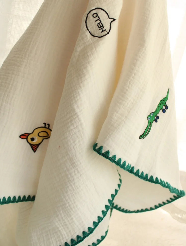 4-Layer 100% Cotton Muslin Baby Blanket – Multi-Use Swaddle, Towel & Cover (100×100 cm, Unisex, All Seasons)