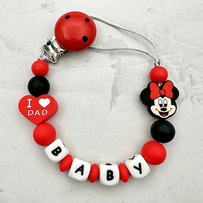 MINISO Personalized Silicone Pacifier Chain – Custom Baby Name, BPA-Free, Safe & Soft (4+ Months)