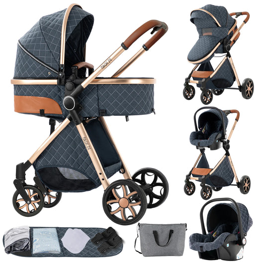 Lightweight Baby Stroller 3 in 1 Multifunctional High Landscape Baby Stroller