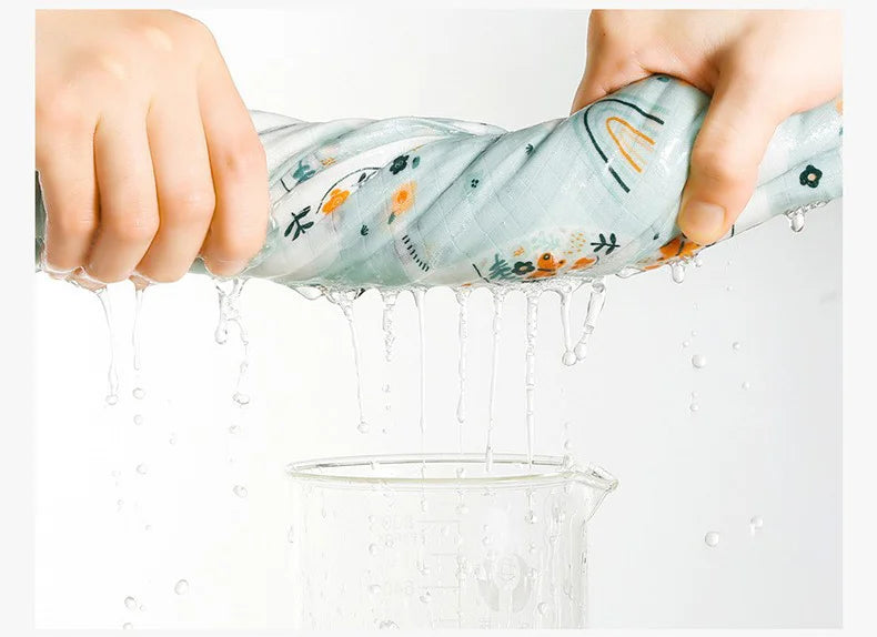 Muslin Cotton & Bamboo Double-Gauze Baby Blanket – 125×125 cm, Soft, Breathable & Cartoon Print