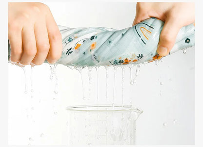 Muslin Cotton & Bamboo Double-Gauze Baby Blanket – 125×125 cm, Soft, Breathable & Cartoon Print