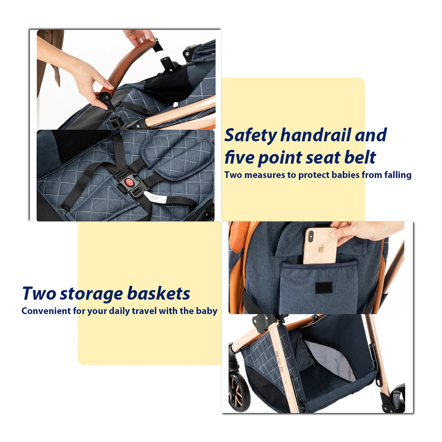 Lightweight Baby Stroller 3 in 1 Multifunctional High Landscape Baby Stroller
