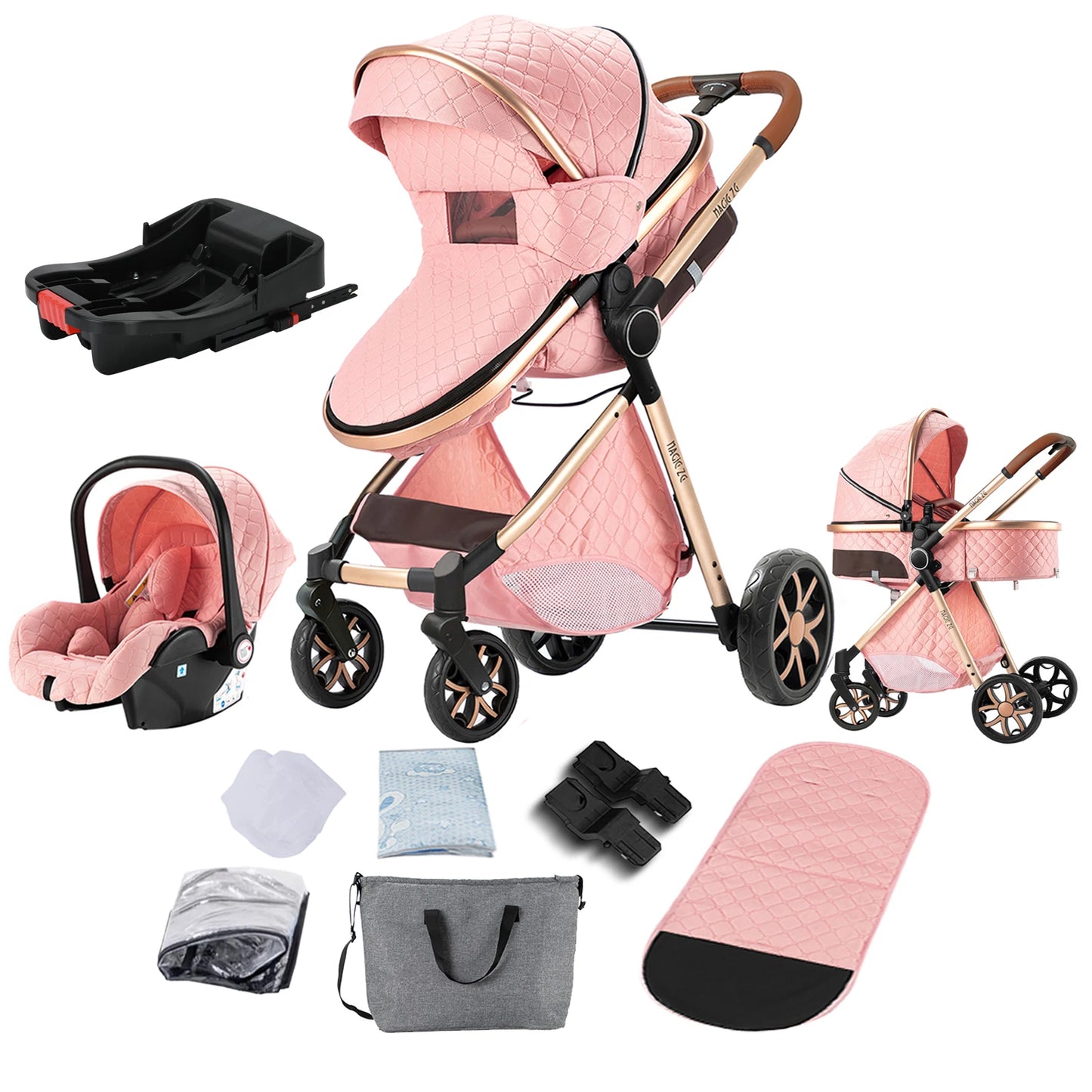 Lightweight Baby Stroller 3 in 1 Multifunctional High Landscape Baby Stroller