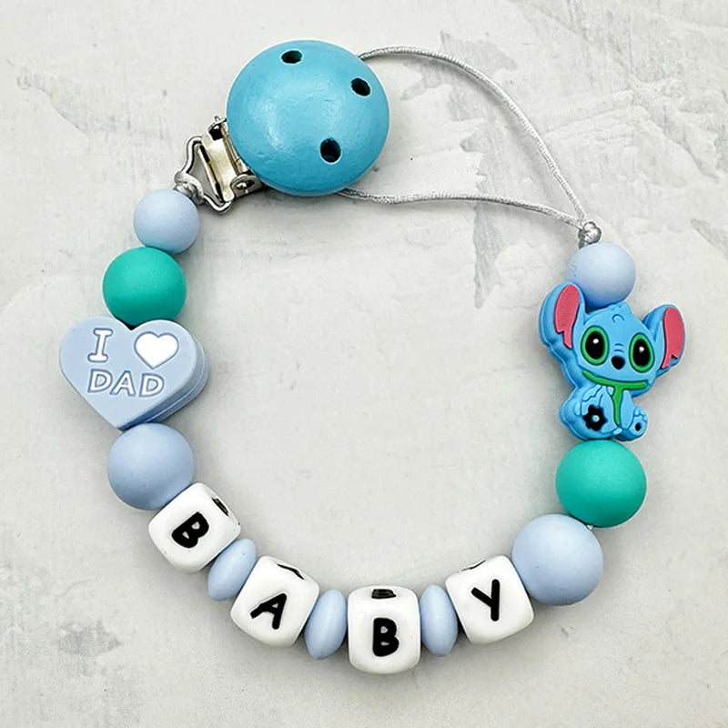 MINISO Personalized Silicone Pacifier Chain – Custom Baby Name, BPA-Free, Safe & Soft (4+ Months)