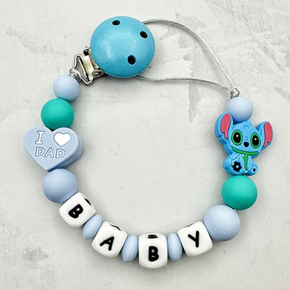 MINISO Personalized Silicone Pacifier Chain – Custom Baby Name, BPA-Free, Safe & Soft (4+ Months)