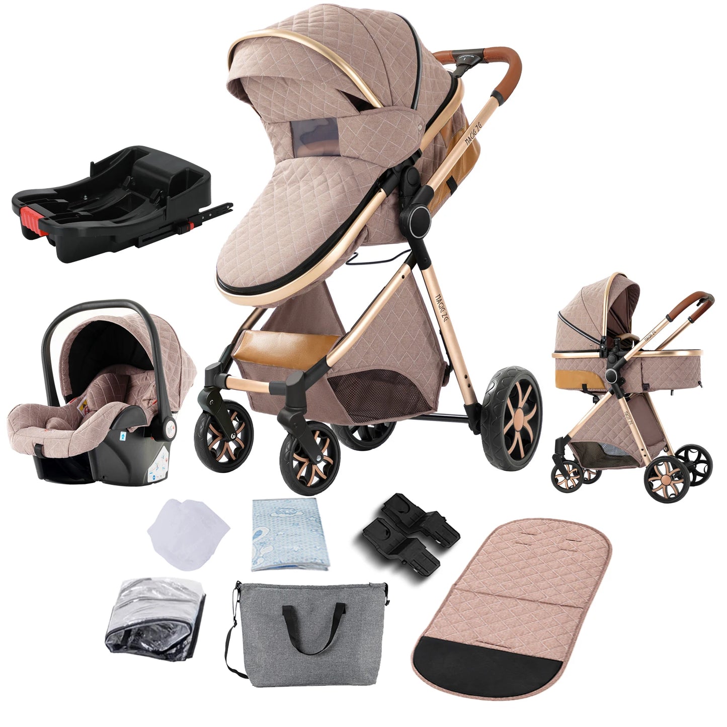 Lightweight Baby Stroller 3 in 1 Multifunctional High Landscape Baby Stroller