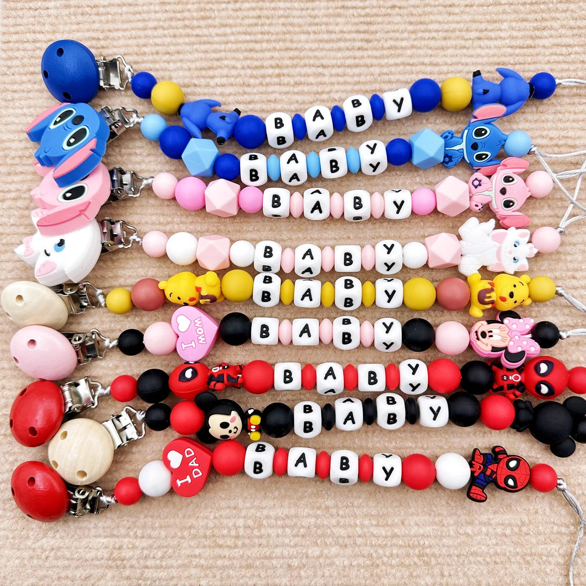 MINISO Personalized Silicone Pacifier Chain – Custom Baby Name, BPA-Free, Safe & Soft (4+ Months)