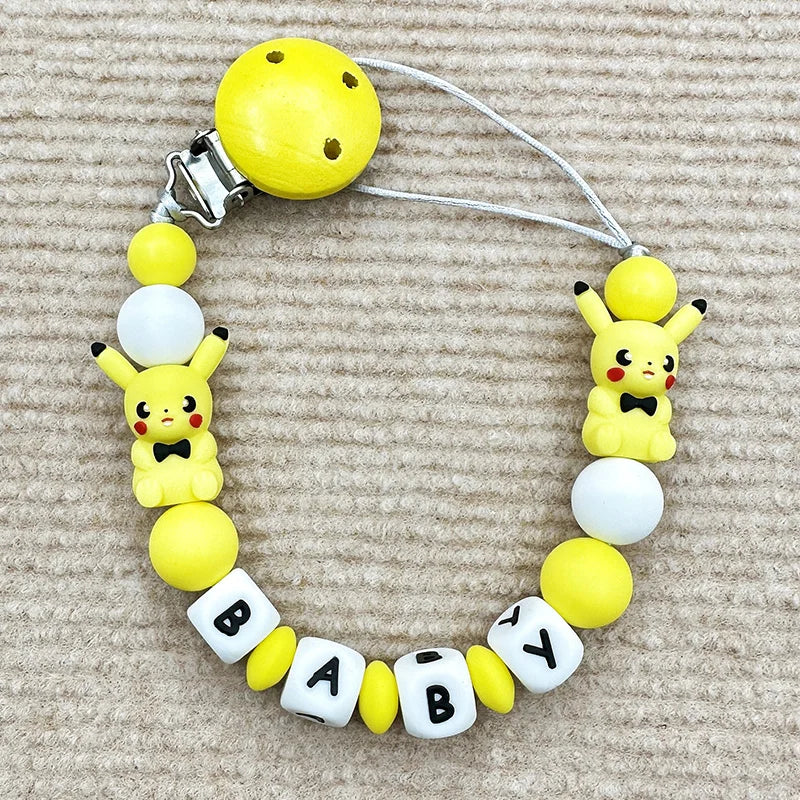 MINISO Personalized Silicone Pacifier Chain – Custom Baby Name, BPA-Free, Safe & Soft (4+ Months)