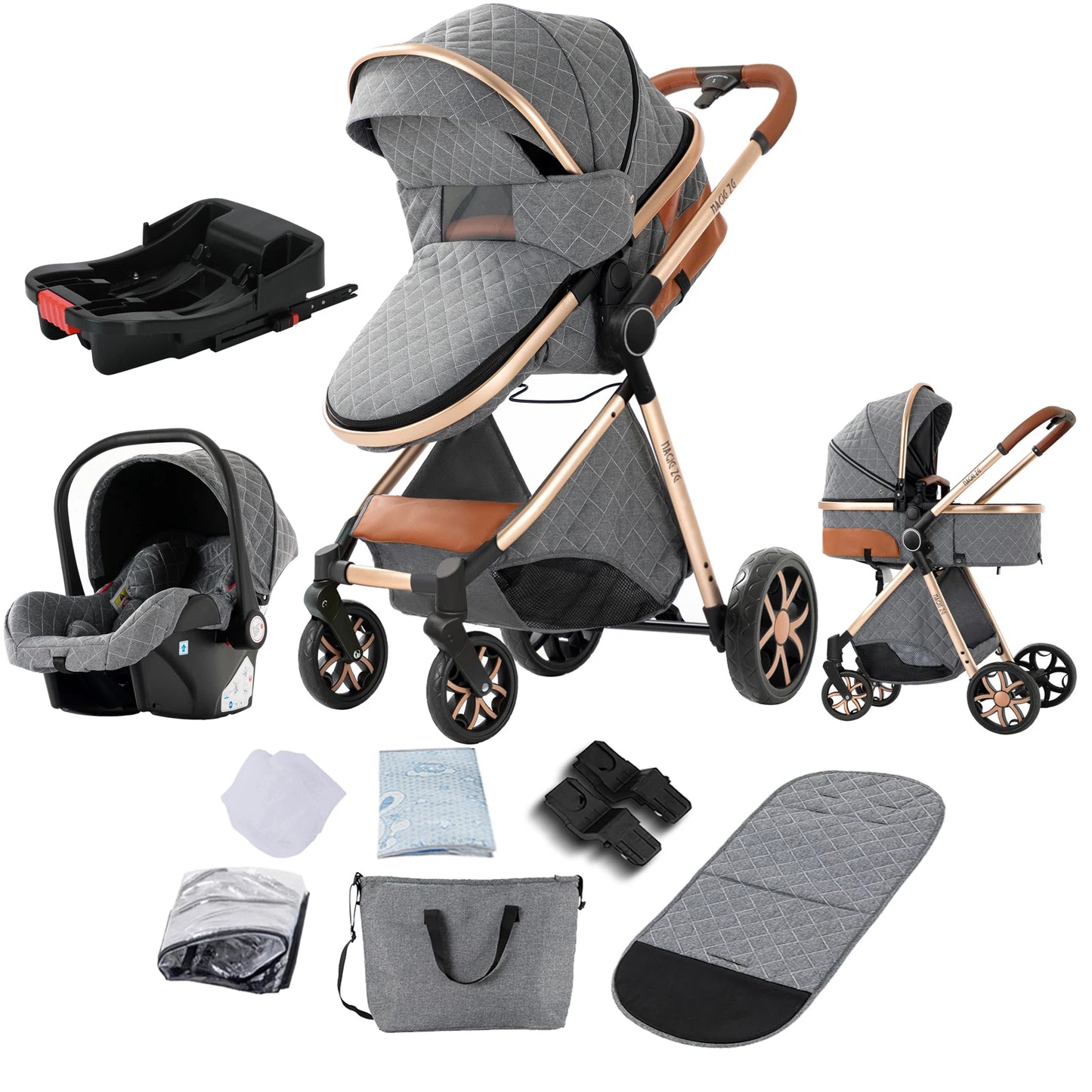 Lightweight Baby Stroller 3 in 1 Multifunctional High Landscape Baby Stroller