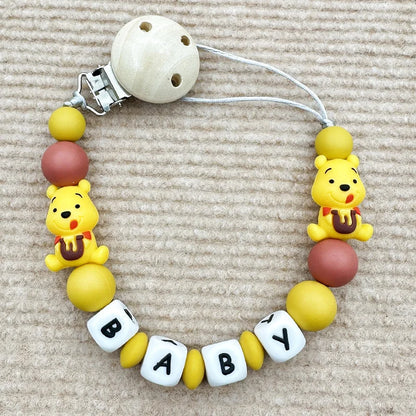 MINISO Personalized Silicone Pacifier Chain – Custom Baby Name, BPA-Free, Safe & Soft (4+ Months)