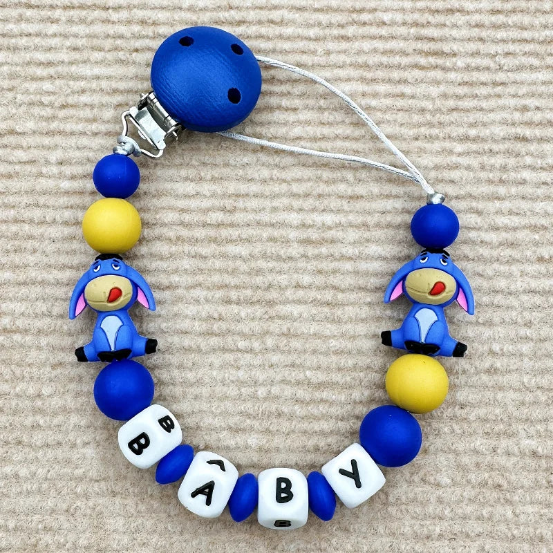 MINISO Personalized Silicone Pacifier Chain – Custom Baby Name, BPA-Free, Safe & Soft (4+ Months)