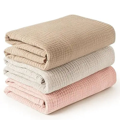 Soft Cotton Baby Swaddle Blanket – Solid Color, 0–12 Months (Spring & Autumn)