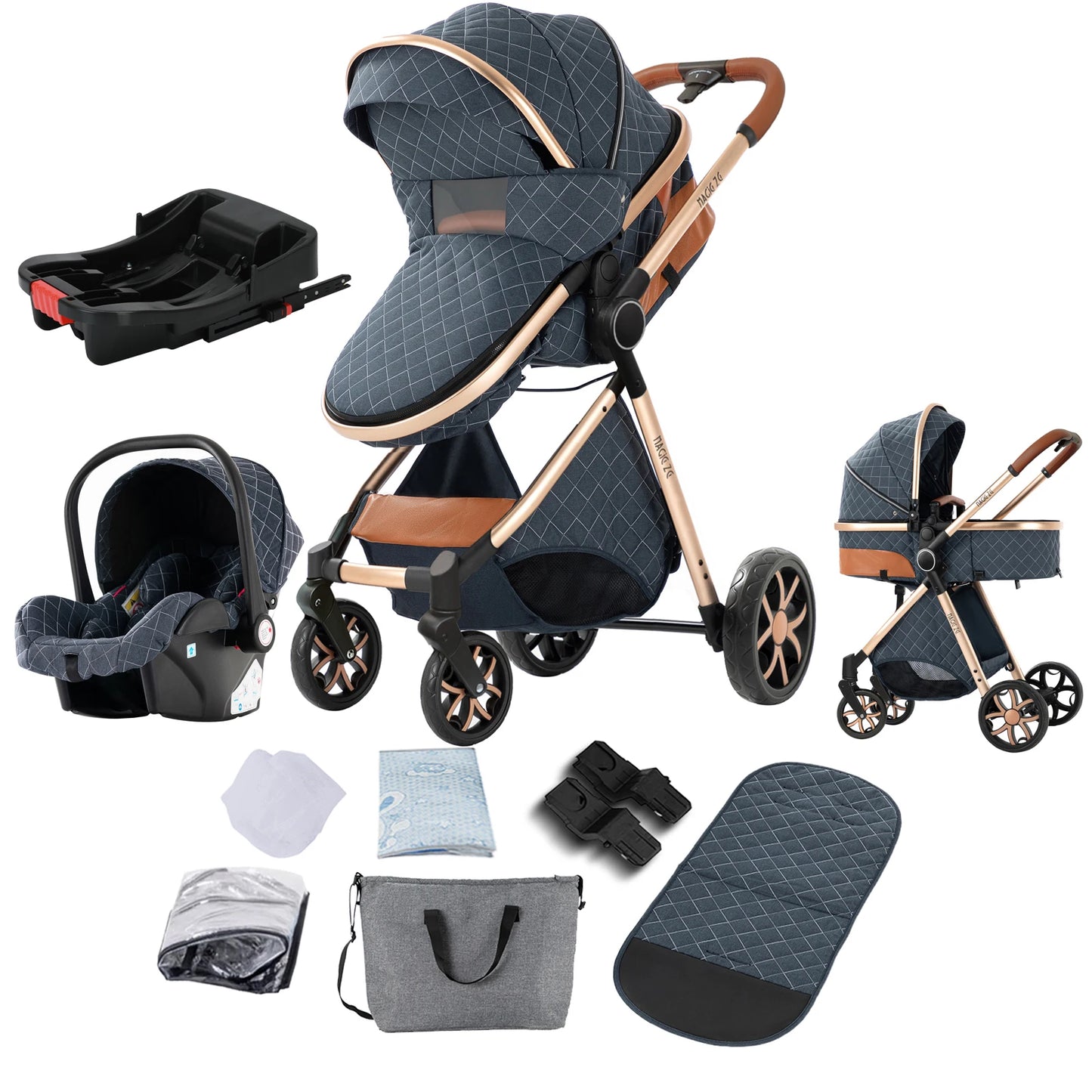 Lightweight Baby Stroller 3 in 1 Multifunctional High Landscape Baby Stroller