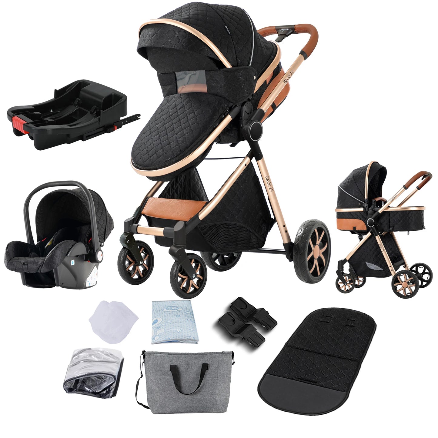 Lightweight Baby Stroller 3 in 1 Multifunctional High Landscape Baby Stroller
