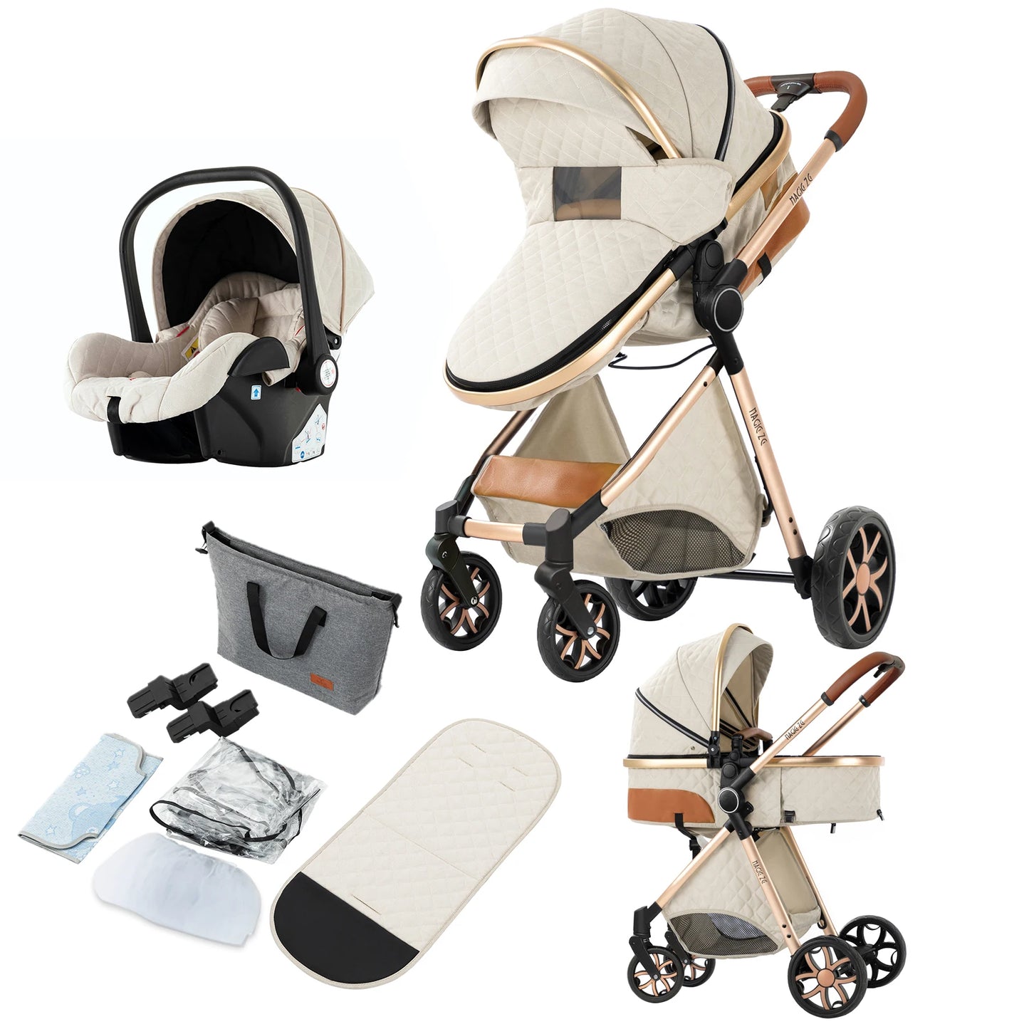 Lightweight Baby Stroller 3 in 1 Multifunctional High Landscape Baby Stroller