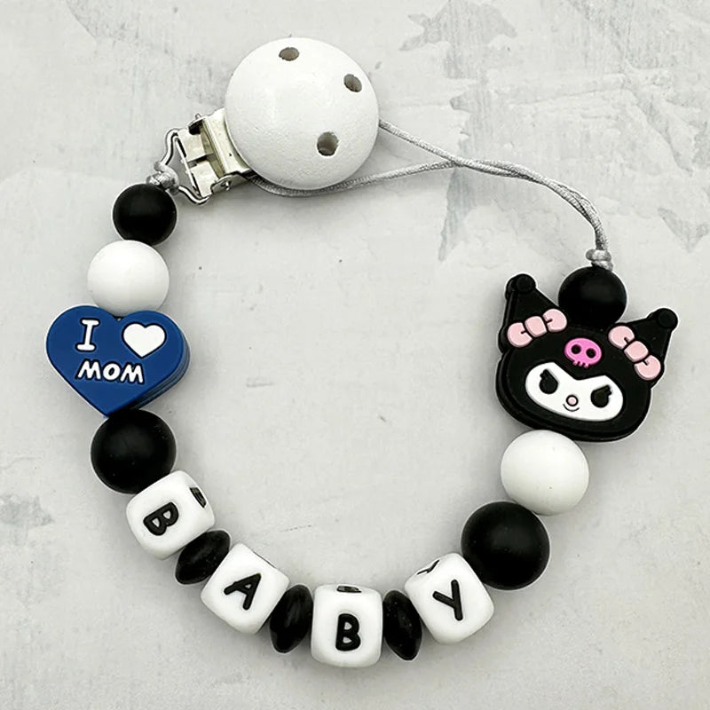 MINISO Personalized Silicone Pacifier Chain – Custom Baby Name, BPA-Free, Safe & Soft (4+ Months)