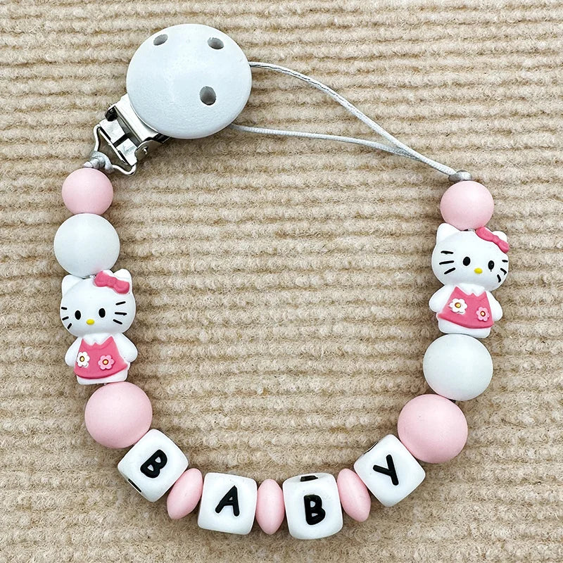 MINISO Personalized Silicone Pacifier Chain – Custom Baby Name, BPA-Free, Safe & Soft (4+ Months)